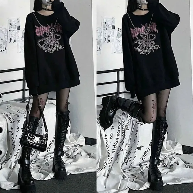 Loose Gothic Black Sweater 5