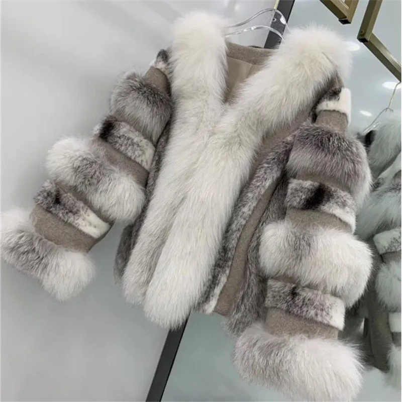 Горячая продажа натуральный мех норки с мехом меха лисы зимняя женская пальто 2021