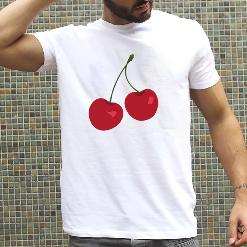 

Kawaii Cherry Graphic Print T Shirt Hombre Harajuku Short Sleeve Summer O-neck Loose Tops Men Oversized Camisetas Streetwear