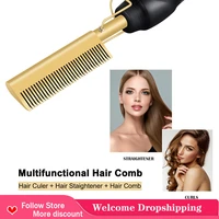 electric heating comb hot hair straightener hot comb hair straightener brush hair care portable beard straightener comb