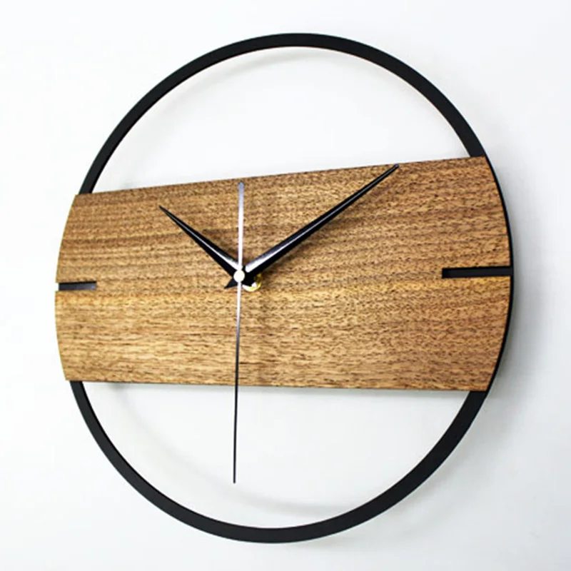 ZD-Reloj de pared colgante de madera, dispositivo de gran tamaño, silencioso, Retro, 3D