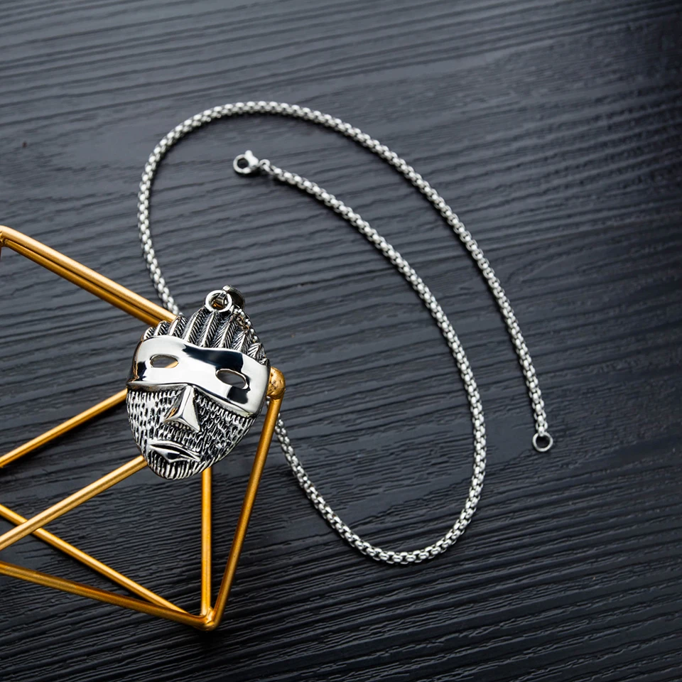 Маска мужское ожерелье хип-хоп Рок уличная культура титановая нержавеющая сталь