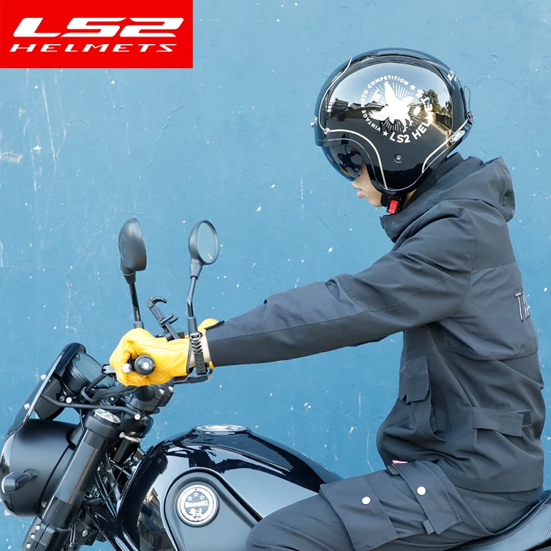 LS2 OF599 Spitfire с открытым лицом винтажный шлем moto rcycle половина 3/4 casco ECE утвержденный