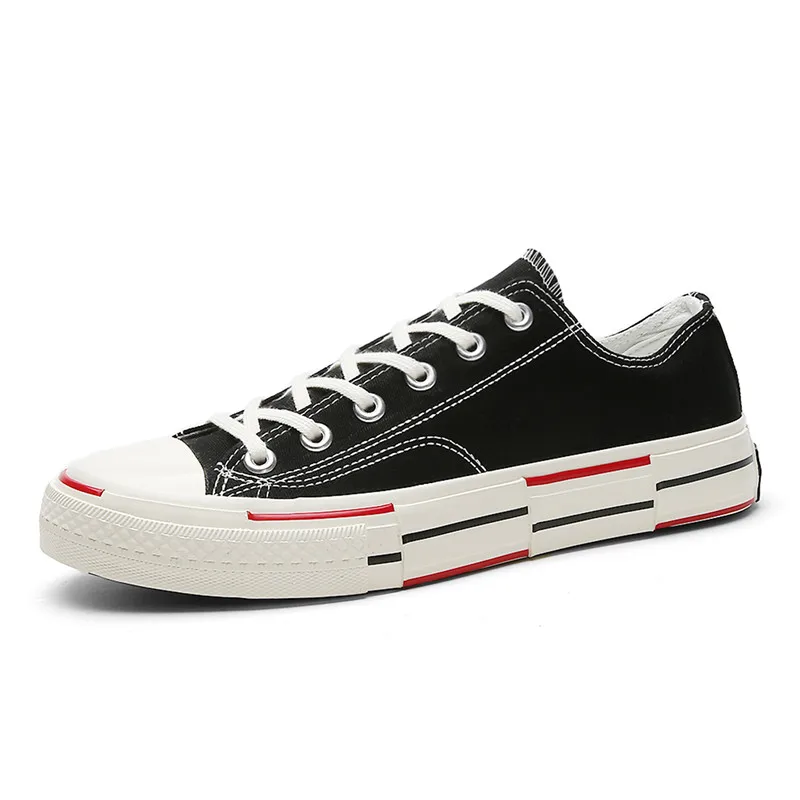 

Men's Vulcanize Shoes Classic Canvas Shoes Solid Lace-up Casual White Black Red Sneakers Low-cut Canvas Shoes New Arrival 2021
