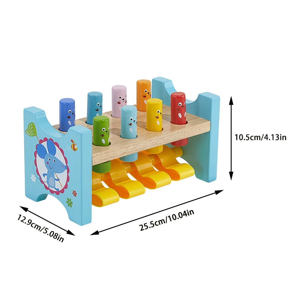 

Gift Hammering Pounding Bench 8 Pillars Party Colorful Boys Girls Rubber Wood Desktop For Kids Fun Educational Toy Home Durable