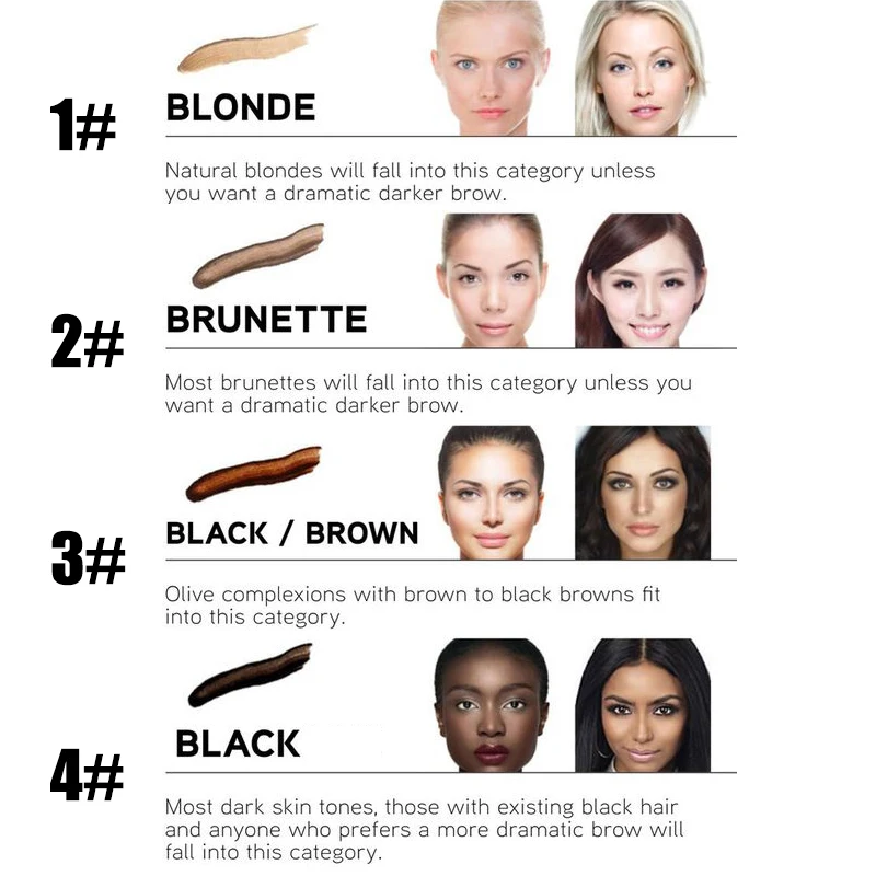 Новинка автоматический карандаш для бровей PHOERA с 4 головками микроблейдингом