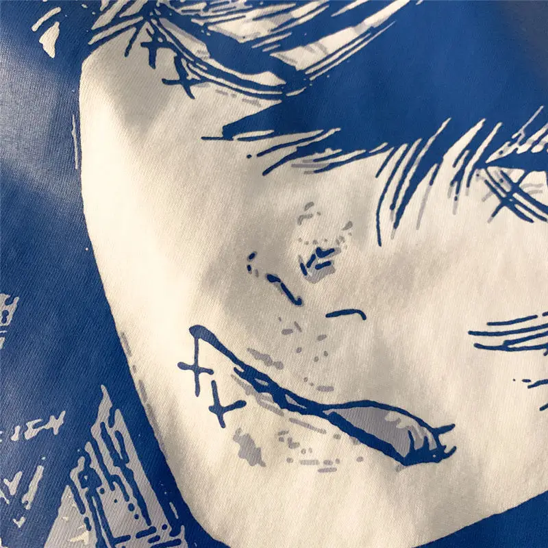 

Women Hip Hop Anime Boy Japanese Kanji Print Tshirt Streetwear Harajuku Cotton T Shirt 2021 Summer Short Sleeve T-Shirt Black