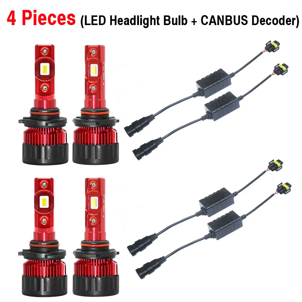 With Canbus Decoder Cawanerl 4 шт. фары автомобиля светодиодный свет дальнего света ближнего света 60 Вт 9000лм 6000 К белый 12 В для Chevrolet Trailblazer 2002-2009 - Цвет: With Canbus Decoder