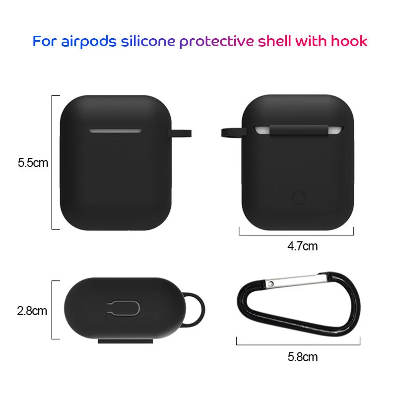 

For Apple Airpods 2/1 Cover Silicone Protective Earphone Case For Apple Airpods 1/2 Cover Candy Color Case With Hanging Buckle