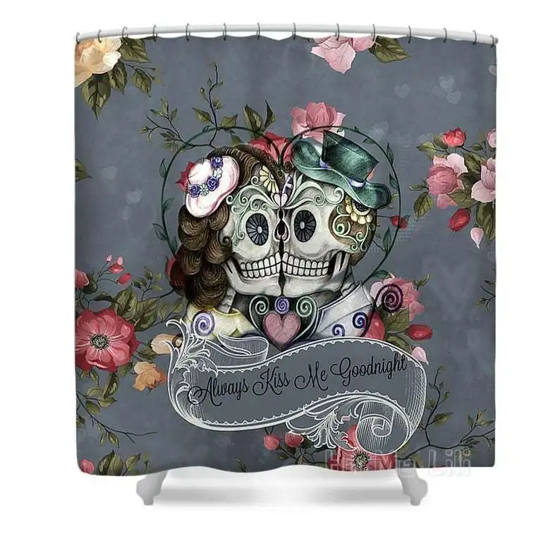 Сахарный Череп душ Шторы серого цвета с цветочным узором в виде роз всегда Kiss Me