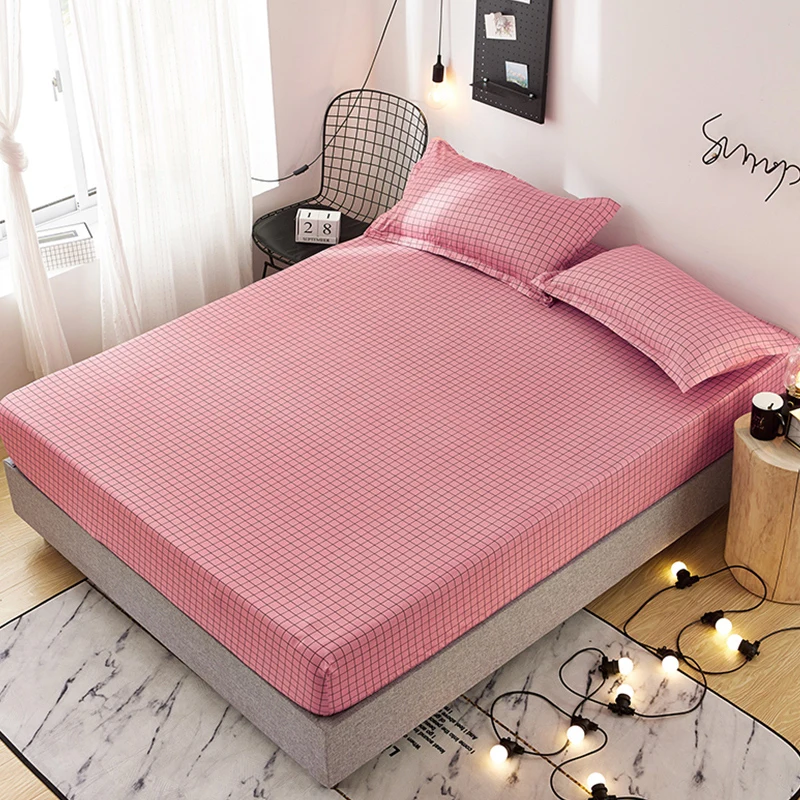 Модная натяжная простыня в темно красную клетку с принтом четырьмя углами и