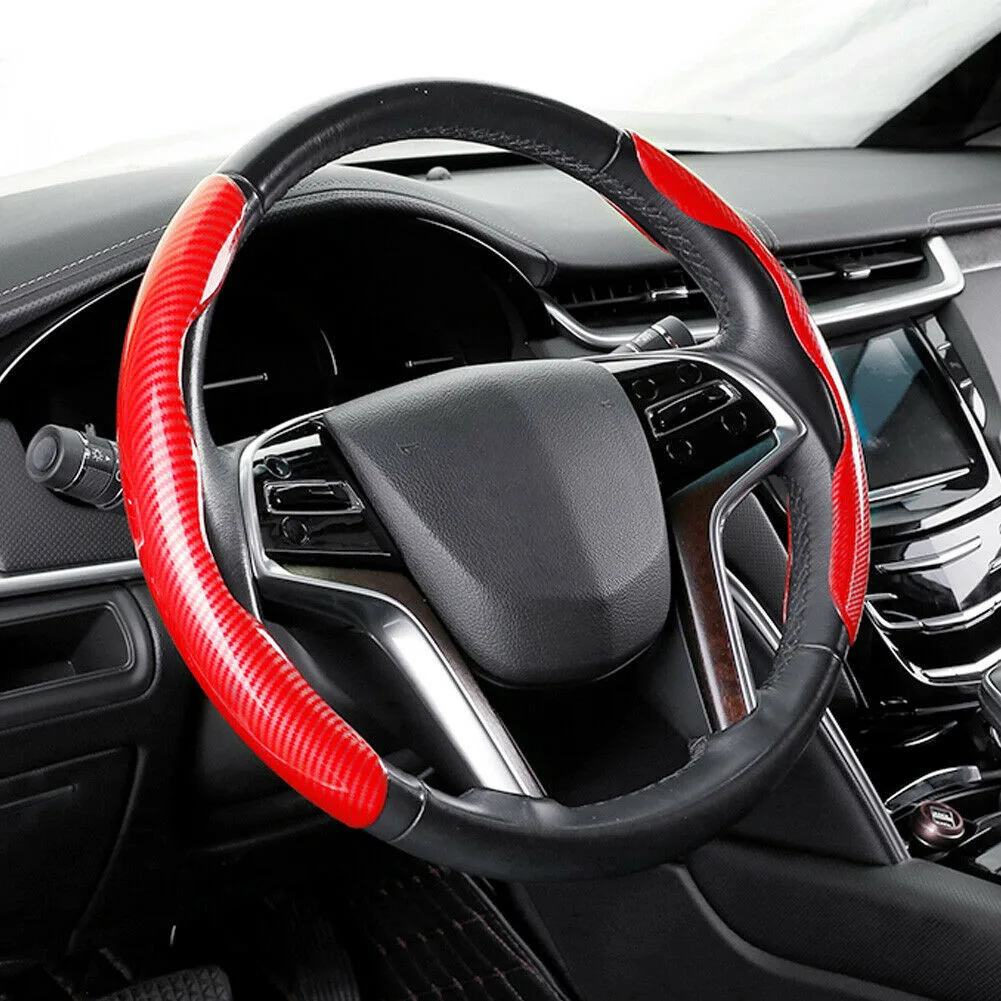

Car Accessories Carbon Fiber Look Universal Car Steering Wheel Booster Cover Non-Slip Interior Accessories Steering Covers
