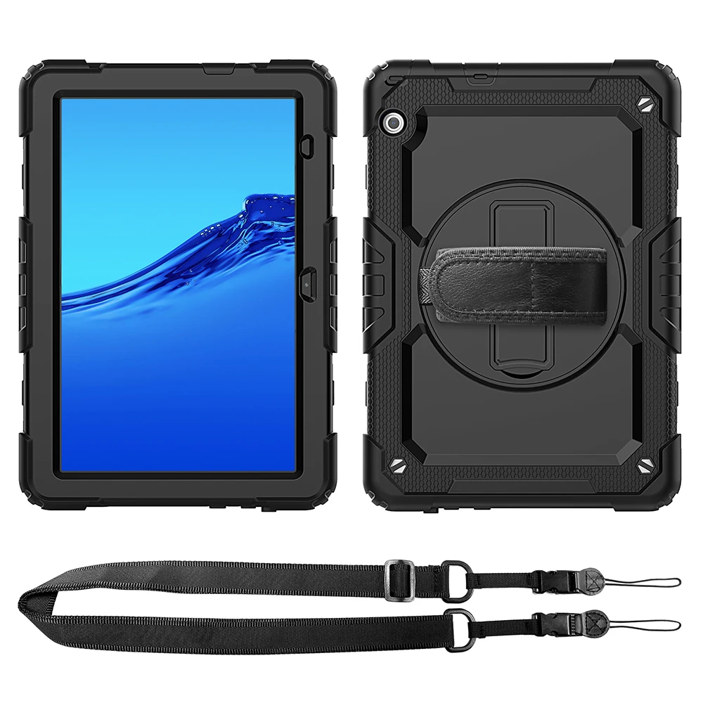 360 rotation hand strapkickstand tablet case for funda huawei mediapad t5 silicone protective cover free global shipping