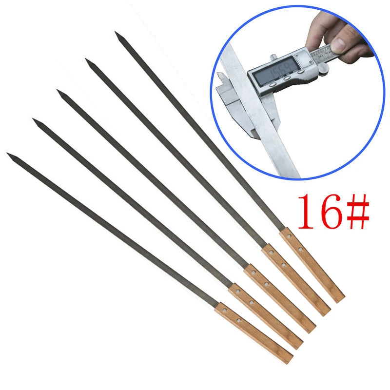Brochetas grandes de acero inoxidable para barbacoa, pinchos de estilo brasile&ntilde;o, Shish Kebab Kabob, hoja ancha, 59CM, 49CM, 39CM de largo, nuevo-4