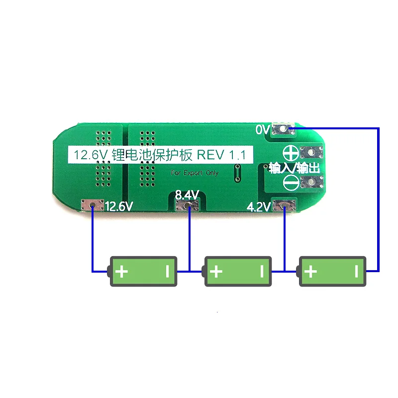 Защитная плата PCB BMS для литий ионного аккумулятора 3S 10 А 11 1 В 12 6 в 18650 3 упаковок