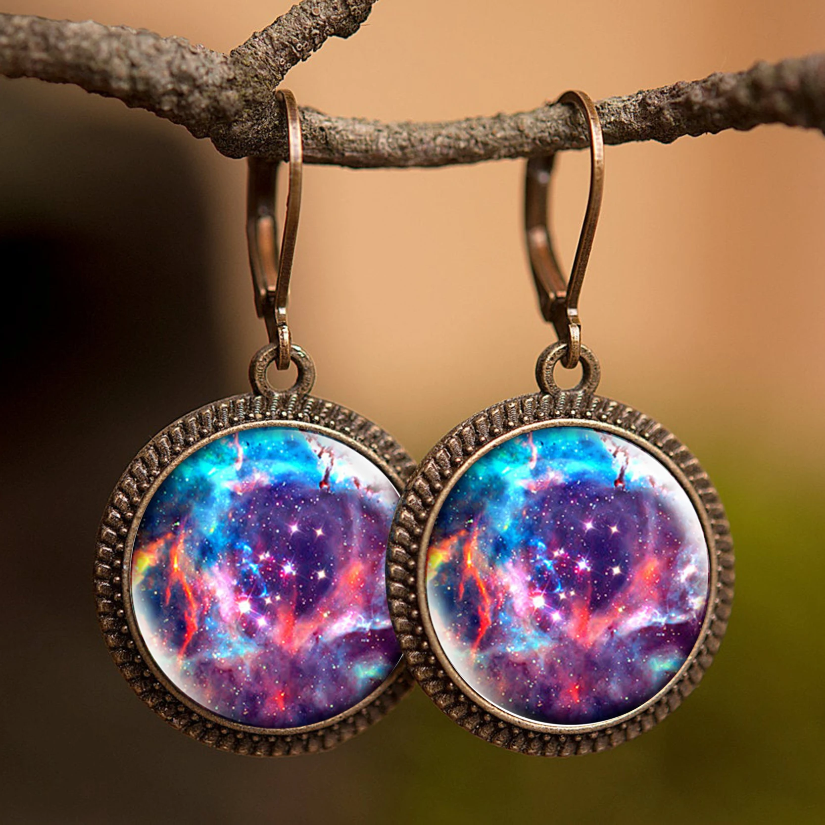 13 Новое поступление Nebula Galaxy серьги желтого неба висячие серьги солнечная система космическая Вселенная стеклянные ювелирные изделия подарок для женщин - Окраска металла: 13