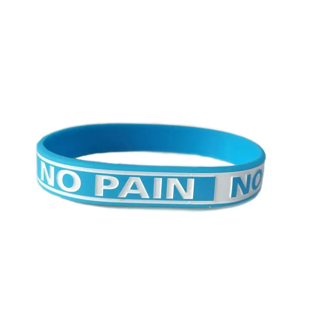 blue-nopain nogain "Never give up"& "No Pain No Gian" мотивационные силиконовые браслеты резиновые браслеты, украшения вдохновляющие браслеты-подарки - Окраска металла: blue-nopain nogain