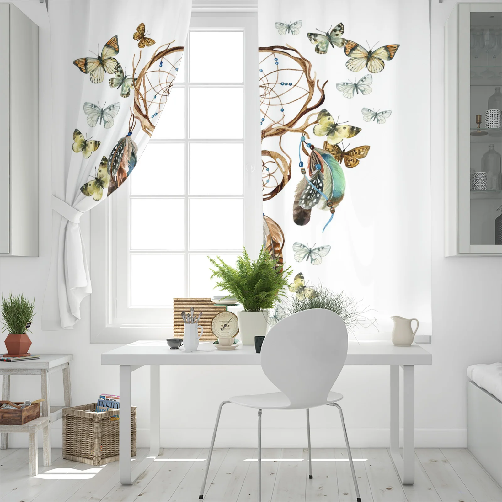 Ловец снов перо Бабочка оконные шторы домашний декор спальни кухонные занавески