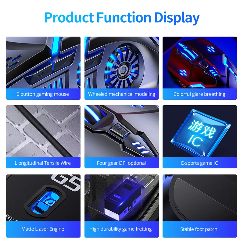 

Wired Gaming Mouse Button 4 Speed DPI Wired Mute Mouse Gamer Mice With 6D LED Backlight For Computer PC Laptop Gaming