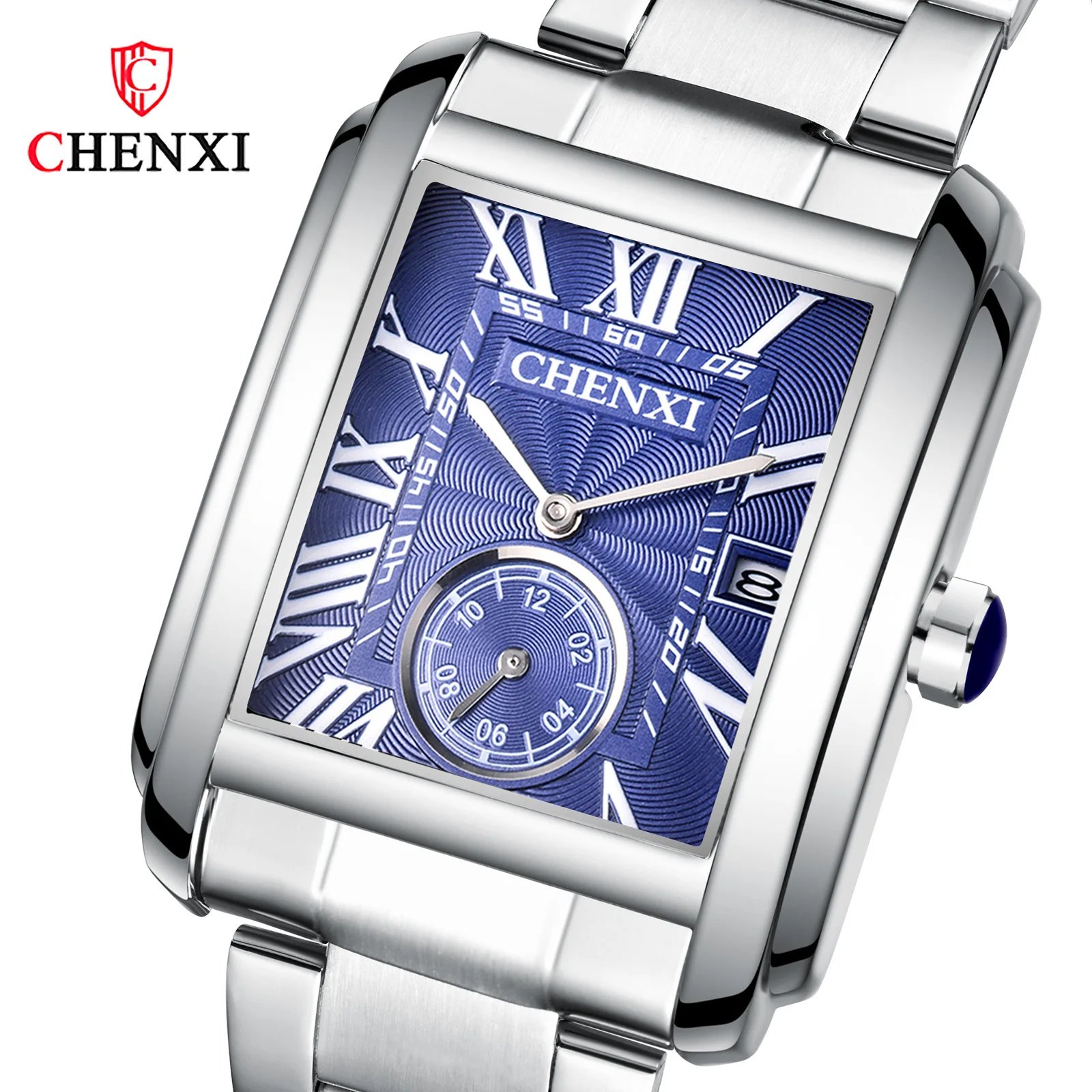 

Часы наручные мужские кварцевые, спортивные роскошные с квадратным стальным браслетом, с секундомером в мексиканском стиле