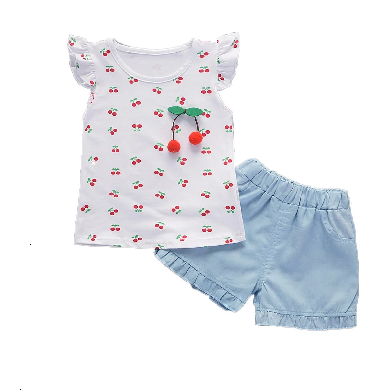 Infant High Quality Girls Summer Clothing Set Fashion Cotton T-shirt+shorts 2pcs Toddler Outfits For Newborn Tracksuit | Детская одежда