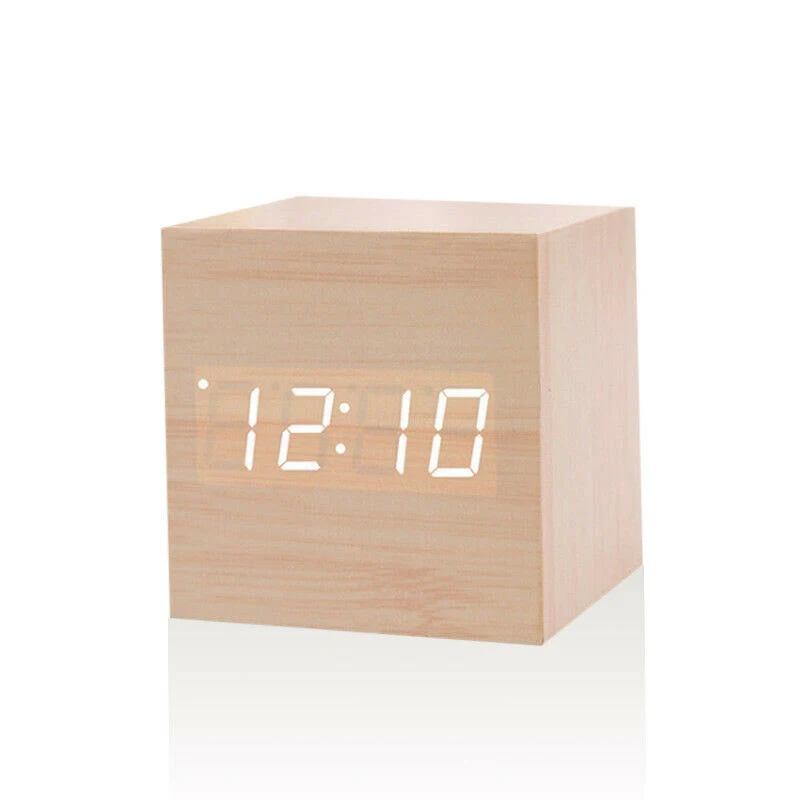 Деревянный куб светодиодный Будильник с голосовым управлением цифровые