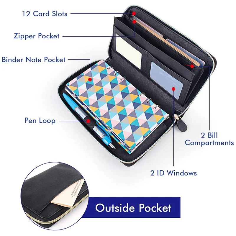 

Cash Budget Envelope Wallet System for Women, 12 Budget Sheets Envelopes, Binder Note for Budgeting and Saving Money