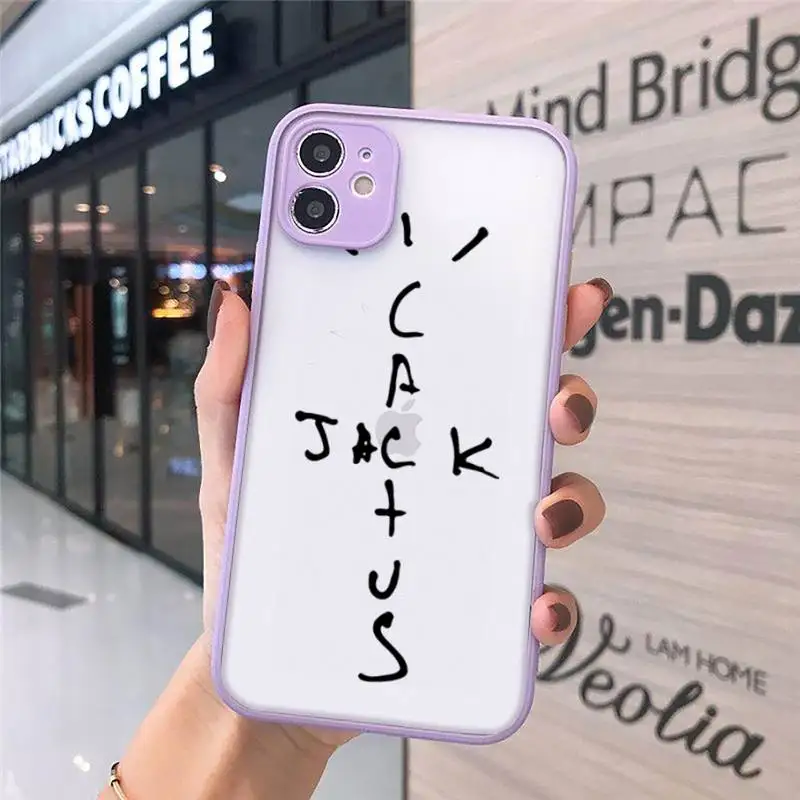 

Cactus jack Phone Case For iPhone 12 11 Mini Pro XR XS Max 7 8 Plus X Matte transparent Purple Back Cover