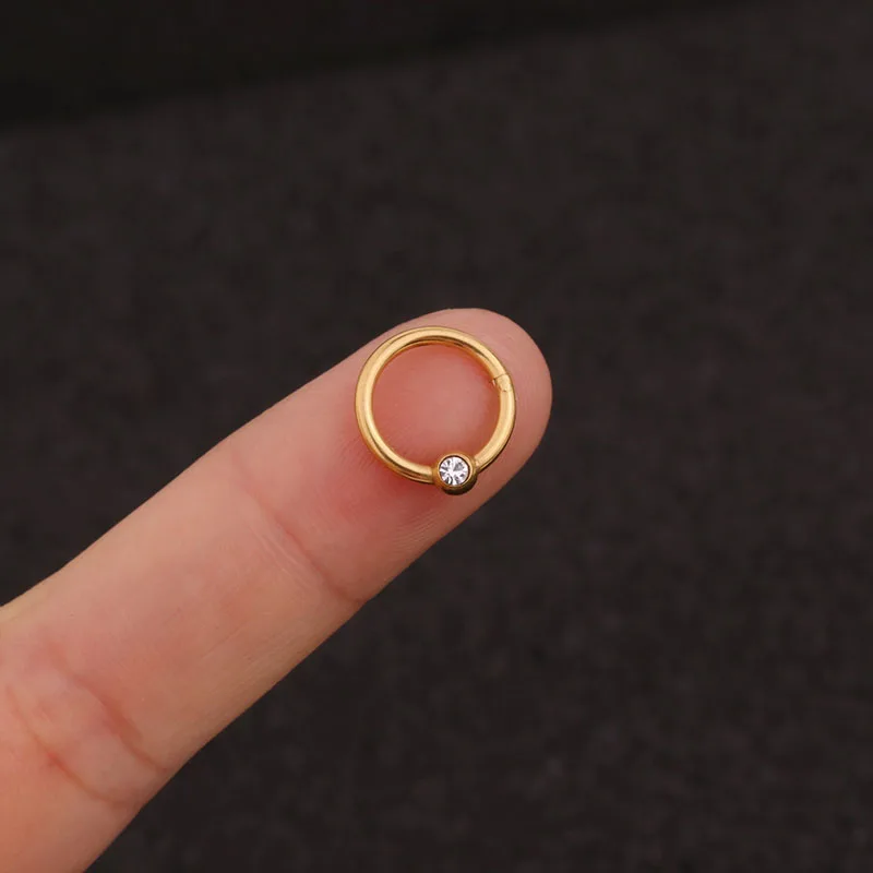 1piece 16G Stainless steel Hoop Hinged Segment Clicker Ring Cz Cartilage Helix Daith Earring Ear Nose septum Piercing Jewelry | Украшения и