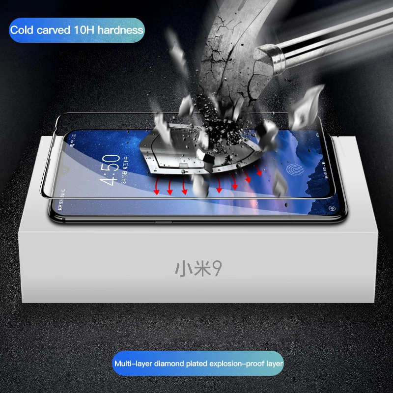 Защитное стекло на весь экран закаленное для Xiaomi Mi 9 8 6 SE Lite Pocophone F1 Защитная пленка