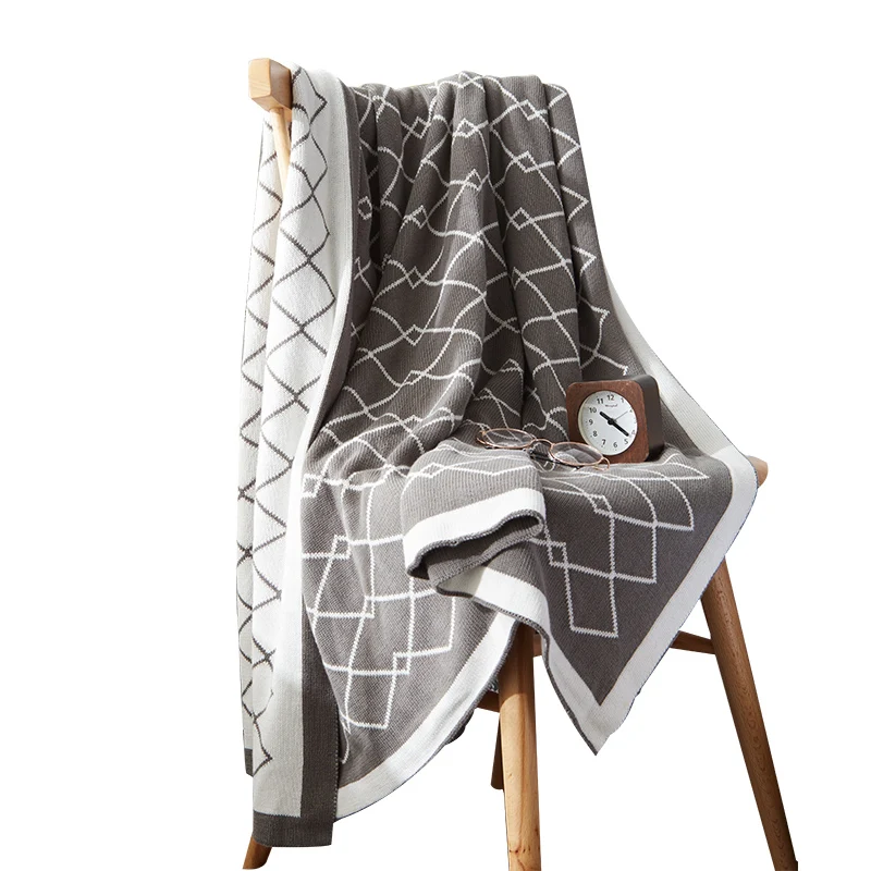 

Nordic Pure Cotton Diamond Living Room Sofa Blanket Cotton Model Room Decoration Blanket Double-Sided Single Blanket Nap Blanket