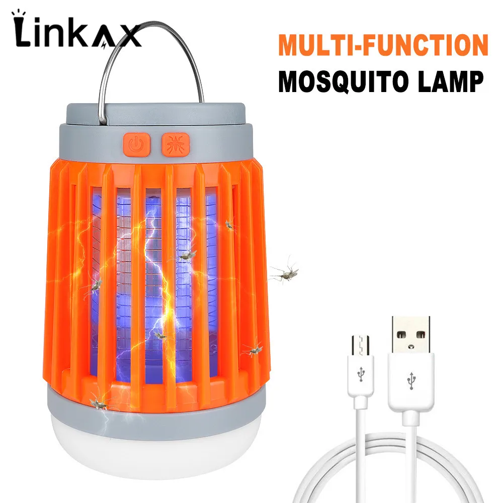 3 in 1 Outdoor Waterproof IP67 Solar Powered Mosquito Killer Lamp Bug Zapper Trap Camping Lantern Flashlight USB Solar Charging