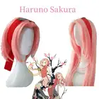 Харуно Сакура Косплей Короткие Розовые прямые термостойкие синтетические волосы парик + Бесплатный парик шапочка