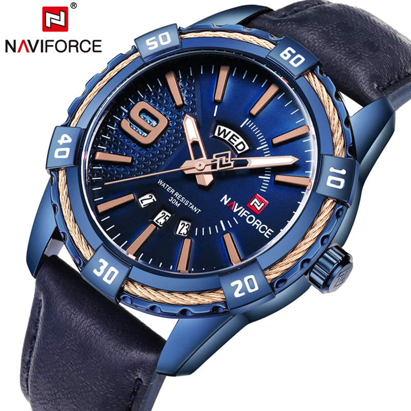 Часы NAVIFORCE мужские стальные водонепроницаемые кварцевые с датой | Наручные часы