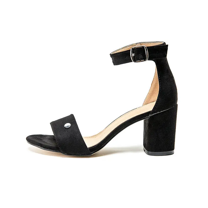 Женские туфли с открытым носком QUTAA серые босоножки из флока на высоком