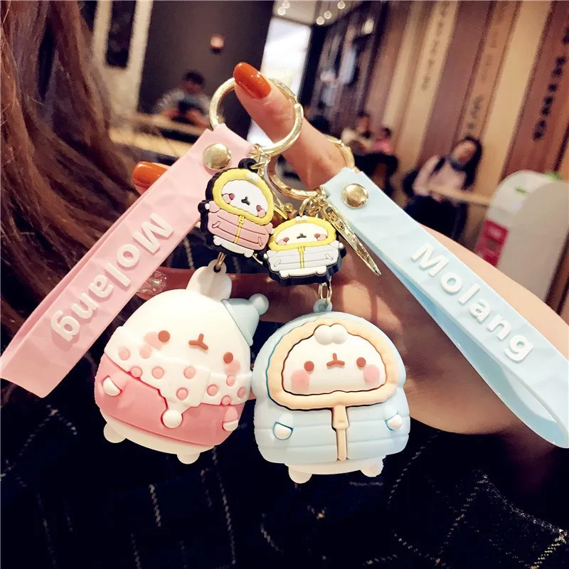 

Creative Cute Keychains Korean Potato Lovely Rabbit Key Chains Car Trinket Bag Decor Couple Small Resin Pendant Keyrings