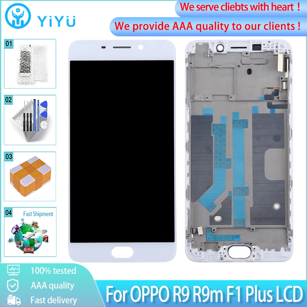 ЖК дисплей 5 дюйма для OPPO F1 Plus R9 R9M R9tm X9009 сенсорный экран с рамкой TFT дигитайзер