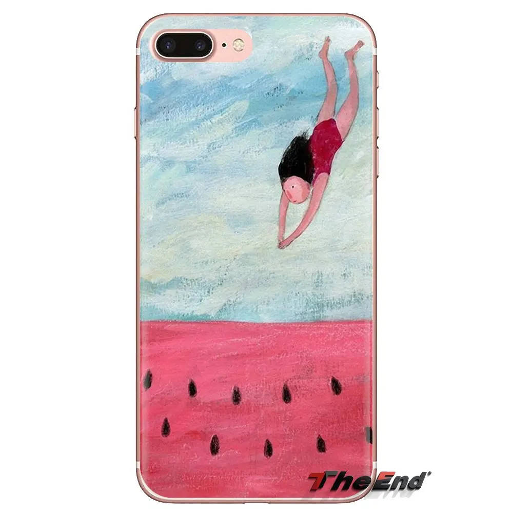 Прозрачный ТПУ чехол для samsung Galaxy S3 S4 S5 Mini S6 S7 Edge S8 S9 S10 Plus Note 3 4 5 8 9 арбуз фрукты