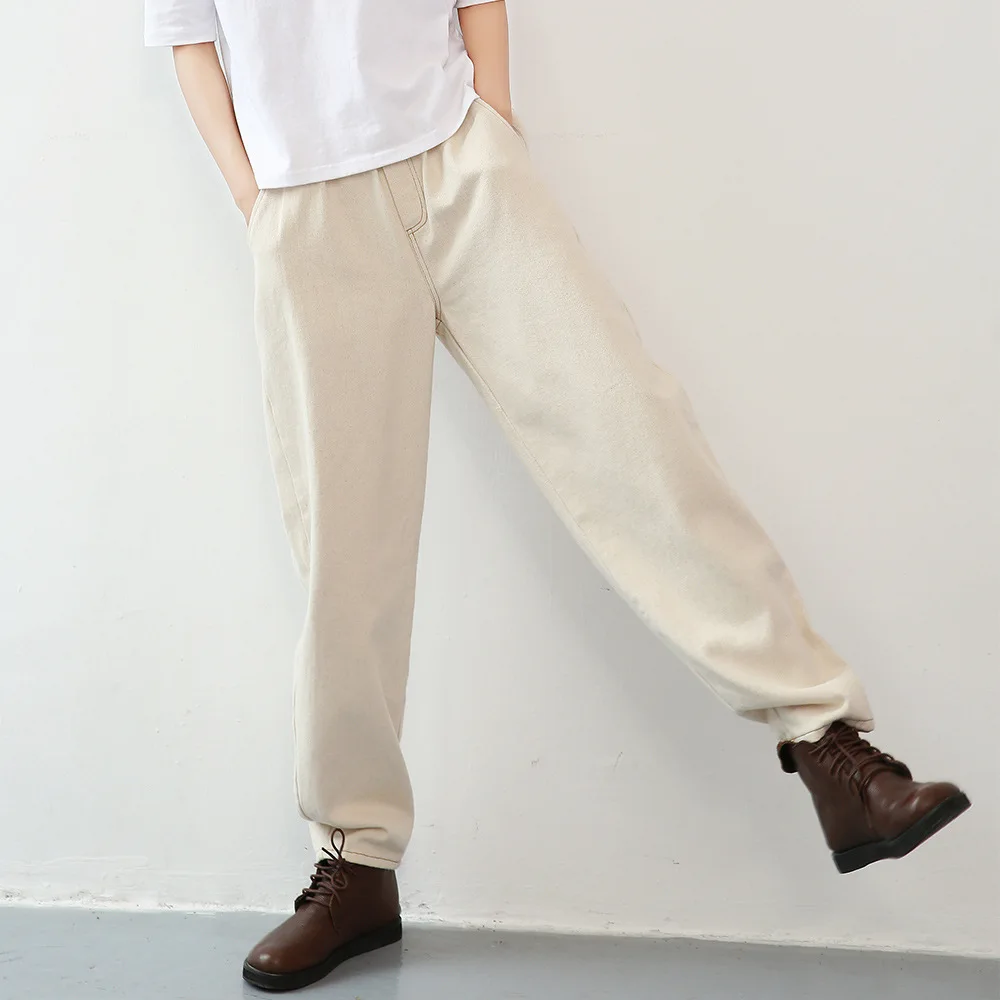 

Nice Autumn And Winter Hot Style White Loose Jeans Women's High Waist Harem Pants