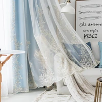 european double layer high end light luxury french rope embroidered screen curtain tulle curtains for living dining room bedroom