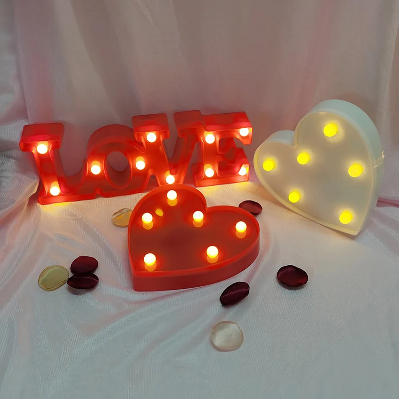 

Shiny 3D Love Heart LED Letter Lamps Indoor Decorative Sign Night Light Marquee For Romantic Wedding Party Valentine's Day Decor