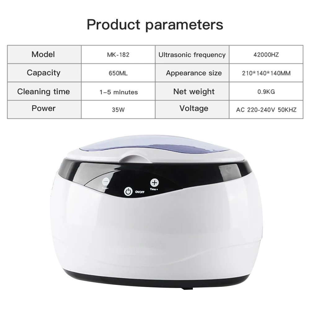 

650ml Ultrasonic Cleaner 35W Jewelry Eyeglass Watch Circuit Board Cleaning Machine Intelligent cleaning bath power driver