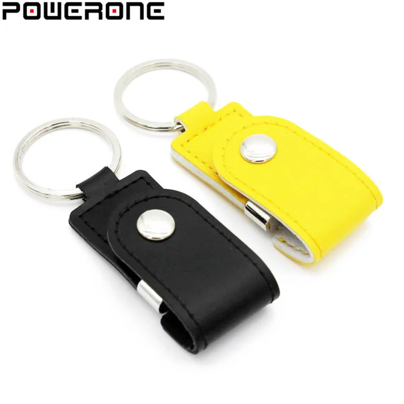 POWERONE металлический кожаный брелок Флешка usb флэш накопитель 64 ГБ 32 8 2 0