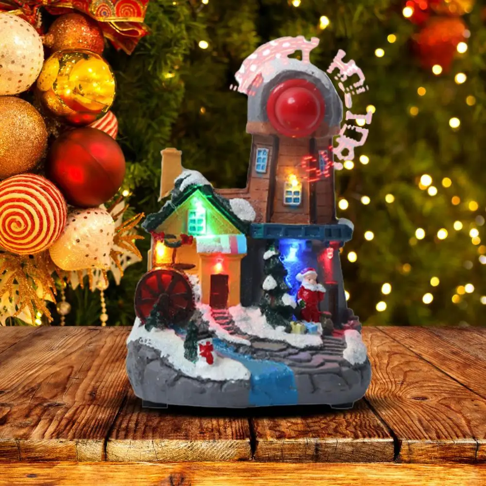 

Resin LED Windmill Ornament Xmas Tree Santa Claus House Christmas Decorations for Home Natal Navidad Noel 2022 New Year Gift