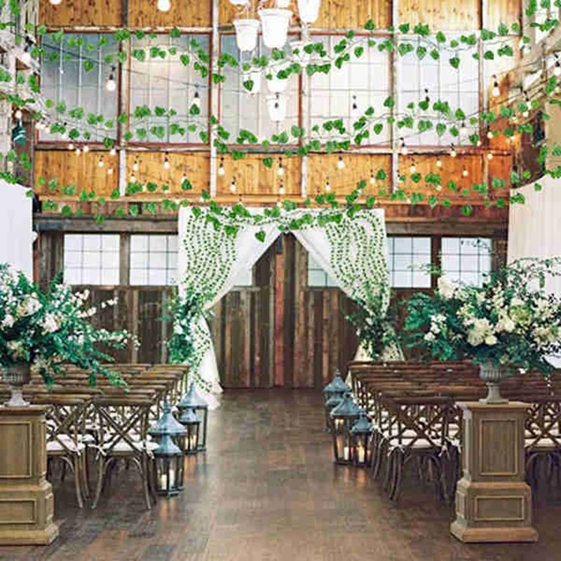 

24 Packs of Artificial Ivy Leaf Plant Vine Hanging Wreath Fake Leaf Flower Home Garden Wall Decoration Green Watermelon