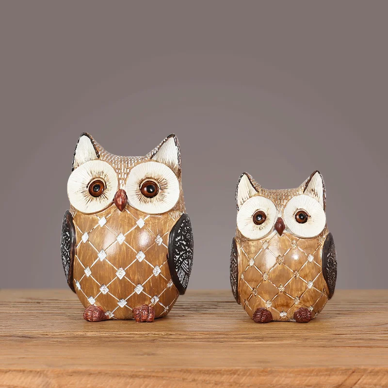 Ретро Ностальгический eule Декор фигурки животных полимерные миниатюры украшение