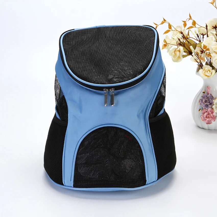 

Teddy Pets Carrier Outdoor Zipper Backpack Portable Breathable Shoulder Bag Nylon Mesh Dog Cat Pack for Camping Travel