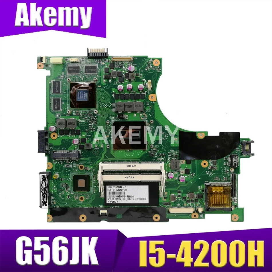 

JIANSU 90NB06D0-R00080 mainboard for ASUS ROG G56JK N56JK Laptop motherboard W/ I5-4200H SR15G (V2G)