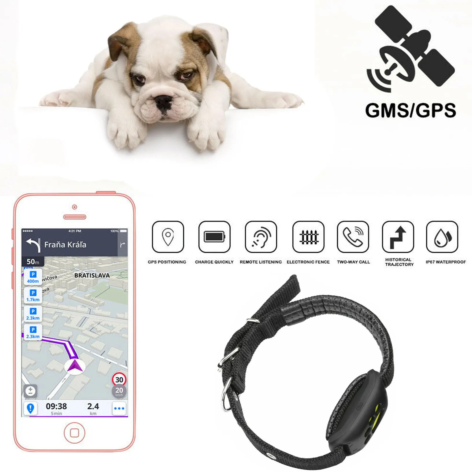 Милый легкий gps собака кошка животное в режиме реального времени трекер GSM/Средство обнаружения GPRS локатор сигнализация водонепроницаемый ошейник