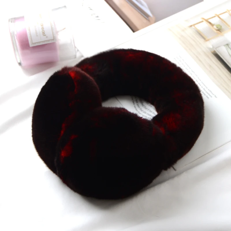 Wine Red Новые меховые наушники для женщин с натуральным кроличьим мехом, зимние теплые наушники, рождественские подарки для милых девушек, 17 цветов - Цвет: Wine Red